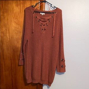 Burnt orange sweater dress